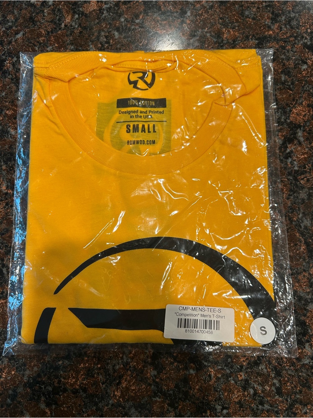 Men’s Small RomWod CrossFit T Shirt Gold w/ Black Classic Logo